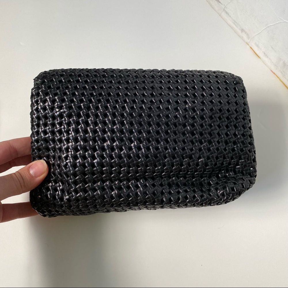 Stuart Weitzman Black Leather Woven Clutch - Picture 9 of 9